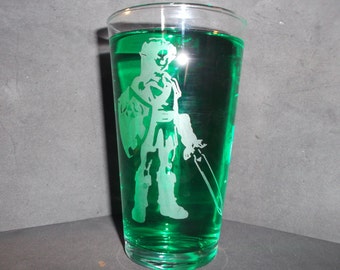 Link etched pub glass 16 oz