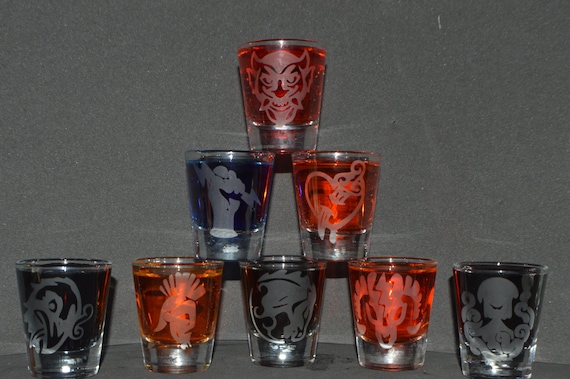 Bioshock Infinite Vigors etched shot glass set of 8 fan art