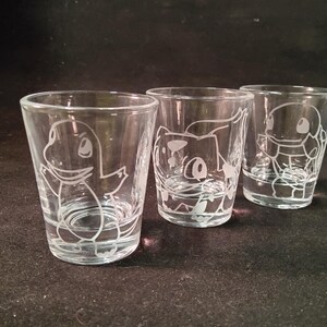 Pokemon starter etched shot glass set of 3 fan art image 8