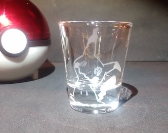 Pokemon Mimikyu etched shot glass fan art