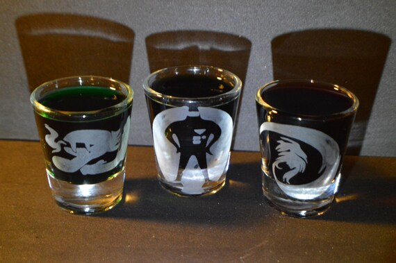 Earthbound etched shot glass set of 3 fan art
