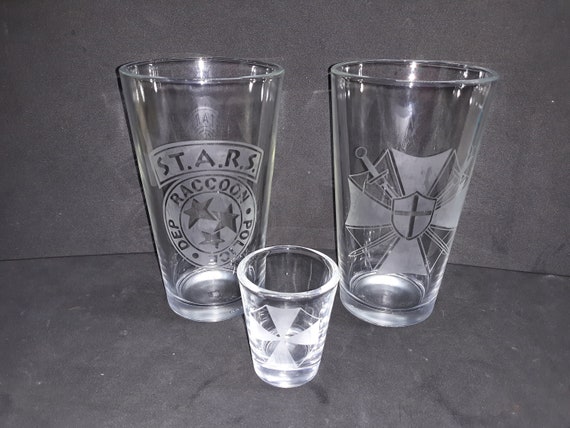 STARS and Umbrella  USBC resident evil pub glass set of 2 plus shot