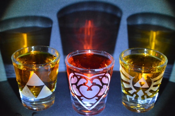 Zelda etched shot glass set of 3 fan art