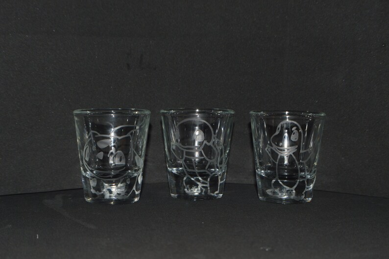 Pokemon starter etched shot glass set of 3 fan art image 5
