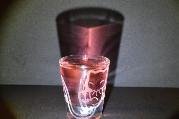 Pokemon Mew etched shot glass fan art