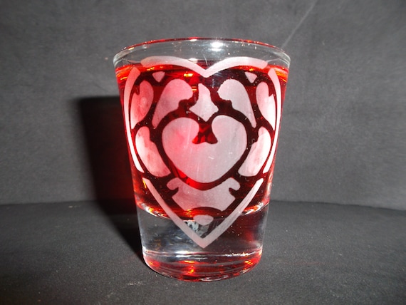 Zelda Heart Container Etched shot glass Fan Art