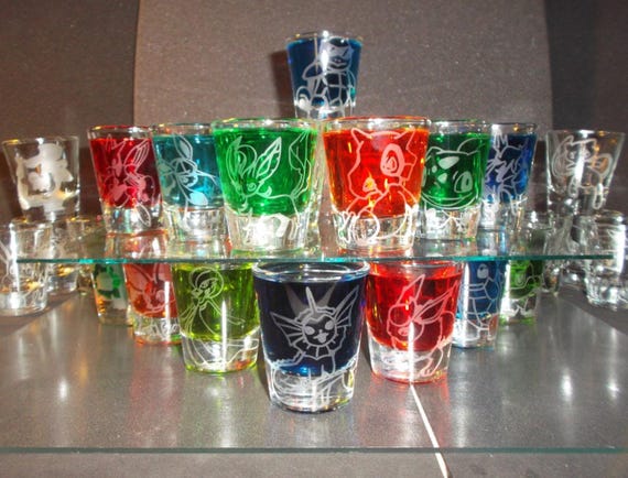 Pick-a-poke! Any poke mon etched shot glass (One shot glass)
