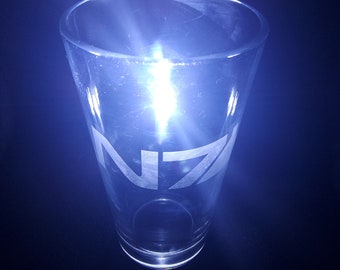 Mass Effect etched N7 pint glass