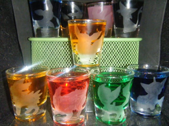 Pokemon Eevee Eeveelution etched shot glass set of 9 fan art