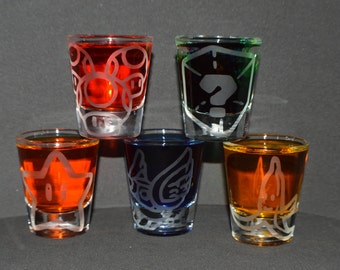 Mario Kart etch shot glass set of 5