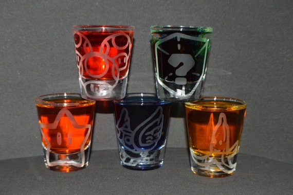 Mario Kart etch shot glass set of 5