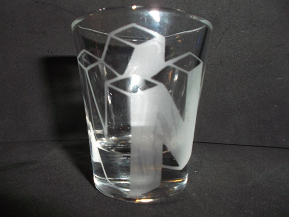 Nintendo 64 logo etched shot glass fan art