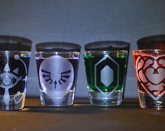Juego de vasos de chupito con temática de la leyenda de Zelda: Breath of the Wild