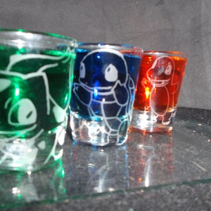 Pokemon starter etched shot glass set of 3 fan art image 4