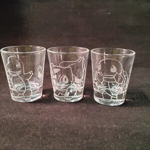Pokemon starter etched shot glass set of 3 fan art image 6