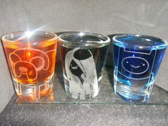 Adventure Time etched shot glass set of 3 fan art