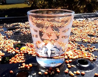 Arte de fan con el escudo de Hyrule de Zelda en LoZ, vaso de chupito grabado