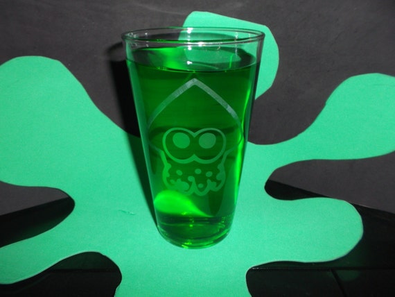 Splatoon Squid Etched pub glass