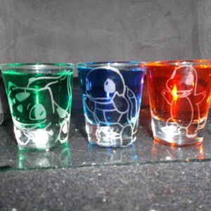 Pokemon starter etched shot glass set of 3 fan art image 3