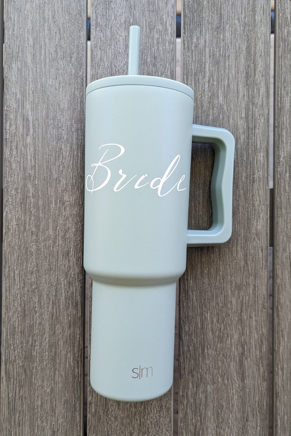 40oz Simple Modern Handle Mug With Straw Personalized Name