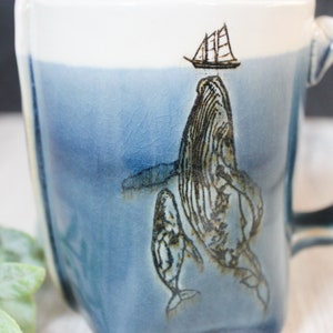 Whale Mug, Whale Gift, Handmade Ceramic Mug, Whale Watching, Ocean, Handmade, Sailing gift, Slab Built Mug, Farmhouse Kitchen Mug, Ceramics