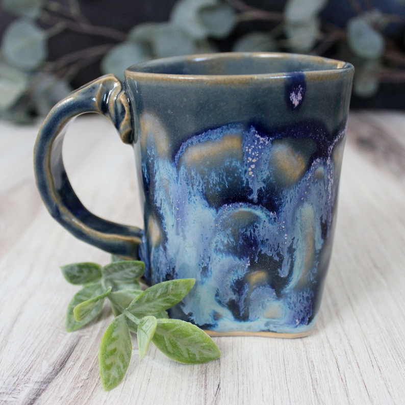 Blue Drip Mug, Ocean Glaze Ceramic Cup, Blue Glazed Pottery, Blue Glazed Mug, Handmade Ceramic Cup, Unique Pottery Mug, Blue Tea Cup Bild 5