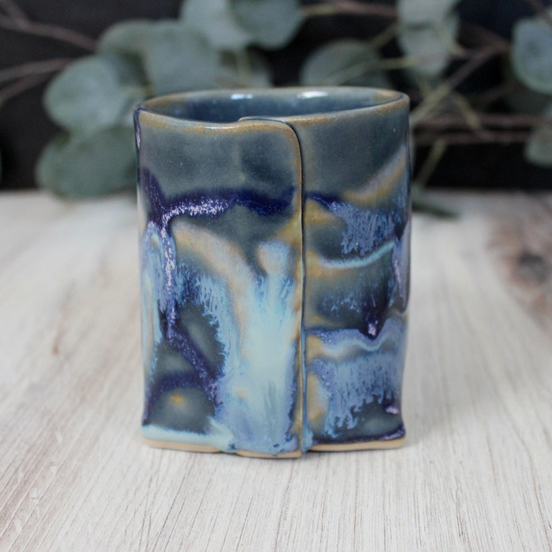 Blue Drip Mug, Ocean Glaze Ceramic Cup, Blue Glazed Pottery, Blue Glazed Mug, Handmade Ceramic Cup, Unique Pottery Mug, Blue Tea Cup Bild 3