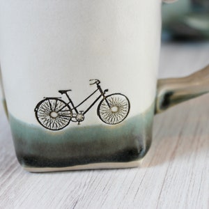 Bike Mug, Outdoorsy Mug, Mountain Bike Gift, Bicycle, Slab Built Mug, Personalized Handmade Mugs, Dishwasher Safe Mug, Unique Coffee Gift