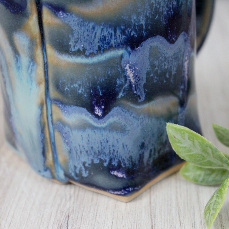 Blue Drip Mug, Ocean Glaze Ceramic Cup, Blue Glazed Pottery, Blue Glazed Mug, Handmade Ceramic Cup, Unique Pottery Mug, Blue Tea Cup Bild 6