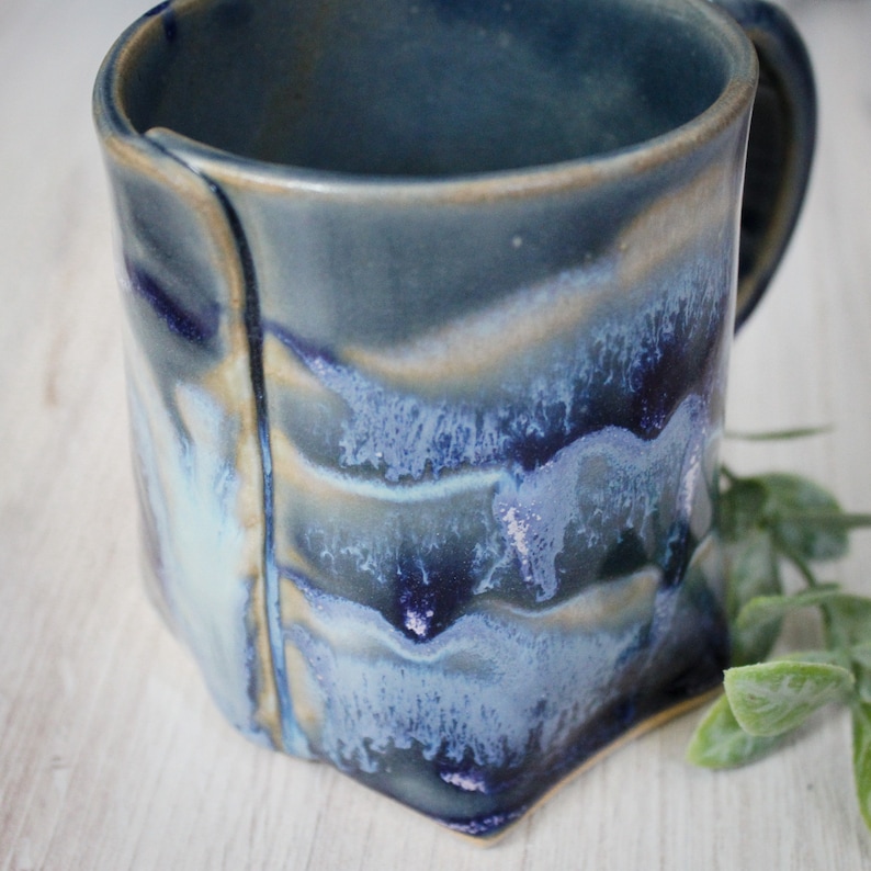 Blue Drip Mug, Ocean Glaze Ceramic Cup, Blue Glazed Pottery, Blue Glazed Mug, Handmade Ceramic Cup, Unique Pottery Mug, Blue Tea Cup Bild 2