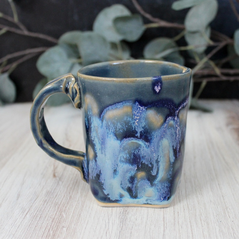 Blue Drip Mug, Ocean Glaze Ceramic Cup, Blue Glazed Pottery, Blue Glazed Mug, Handmade Ceramic Cup, Unique Pottery Mug, Blue Tea Cup Bild 7