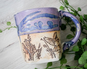 Bird Ceramic Mug, Gardening Gift for Mom, Bird Lover Gift Ideas, Bird Mug, Unique Ceramic Coffee Mug, Ceramic Mug Handmade, Mother's Day Mug