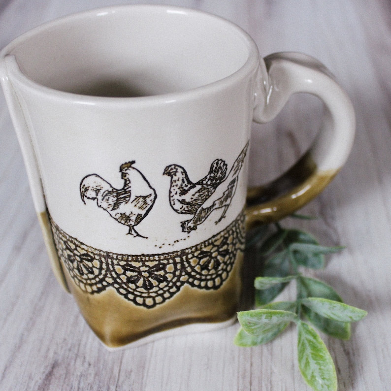 Chicken Mug, Mother's Day Gift, Handmade Ceramic Mug, Farm House, Handmade, Chicken Lovers, Slab Built Mug, Farmhouse Kitchen Mug, Ceramics image 5