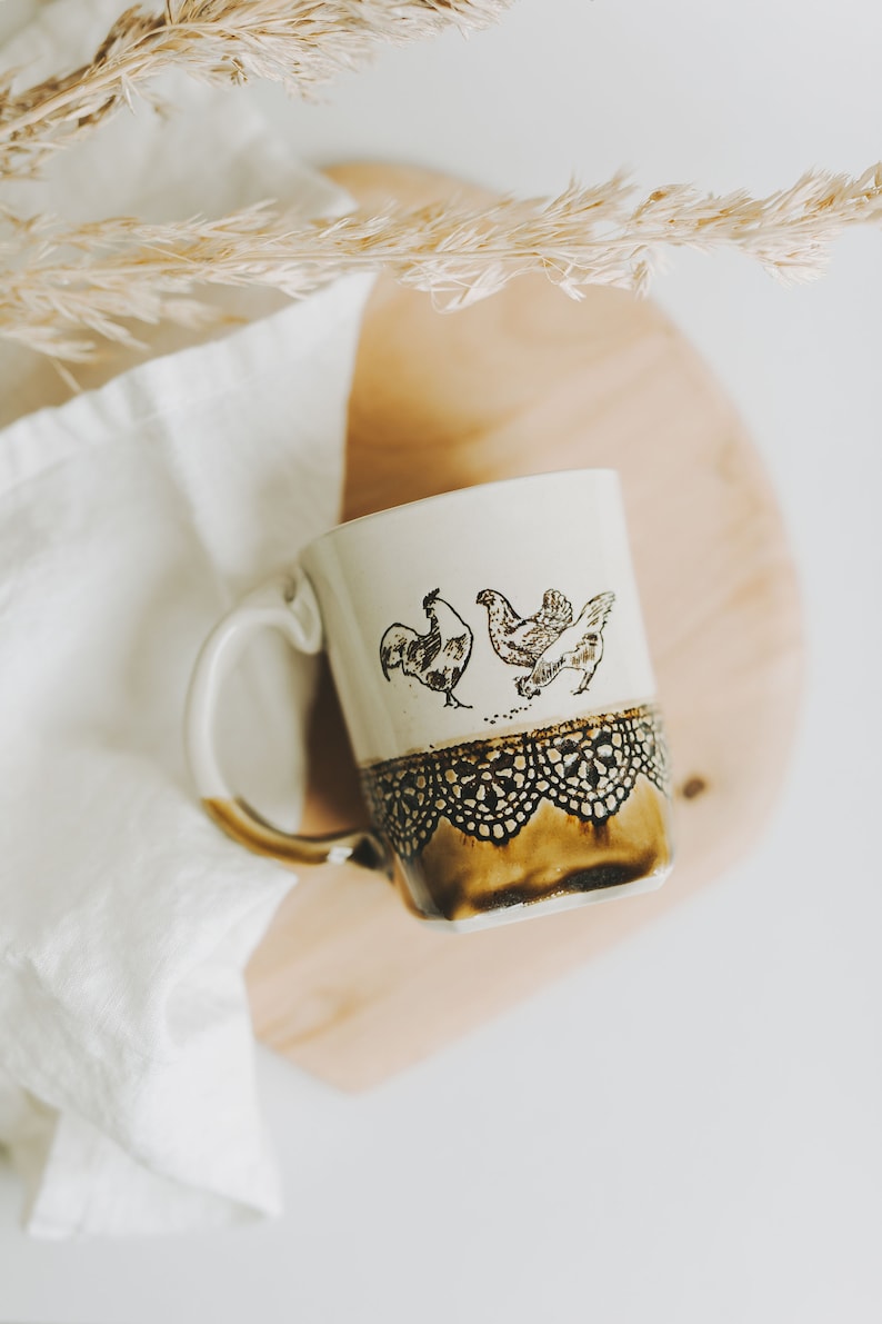 Chicken Mug, Mother's Day Gift, Handmade Ceramic Mug, Farm House, Handmade, Chicken Lovers, Slab Built Mug, Farmhouse Kitchen Mug, Ceramics image 4