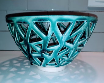 Green Carved Bowl | Handmade Pottery