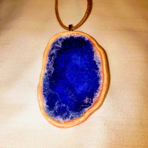 Royal Blue Pendant Necklace, Handmade Ceramic