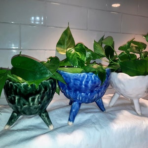 Three legged ceramic planter, handmade pottery