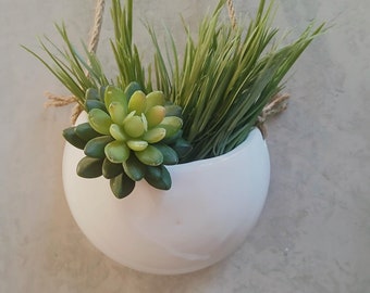 White Crescent Wall Planter & Wall Pocket | Handmade pottery