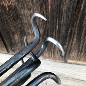 Hand Forged Meat Flipper BBQ Steak Hook Pigtail - Smoker - - Barbecue BBQ - Pigtail Turner - Handmade In USA