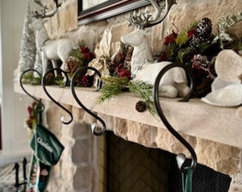 Small Christmas Stocking Hanger - Mantel Hanger Mantle 8" Holder -  Decorations - Vintage Hand Forged Hook - Handmade In USA