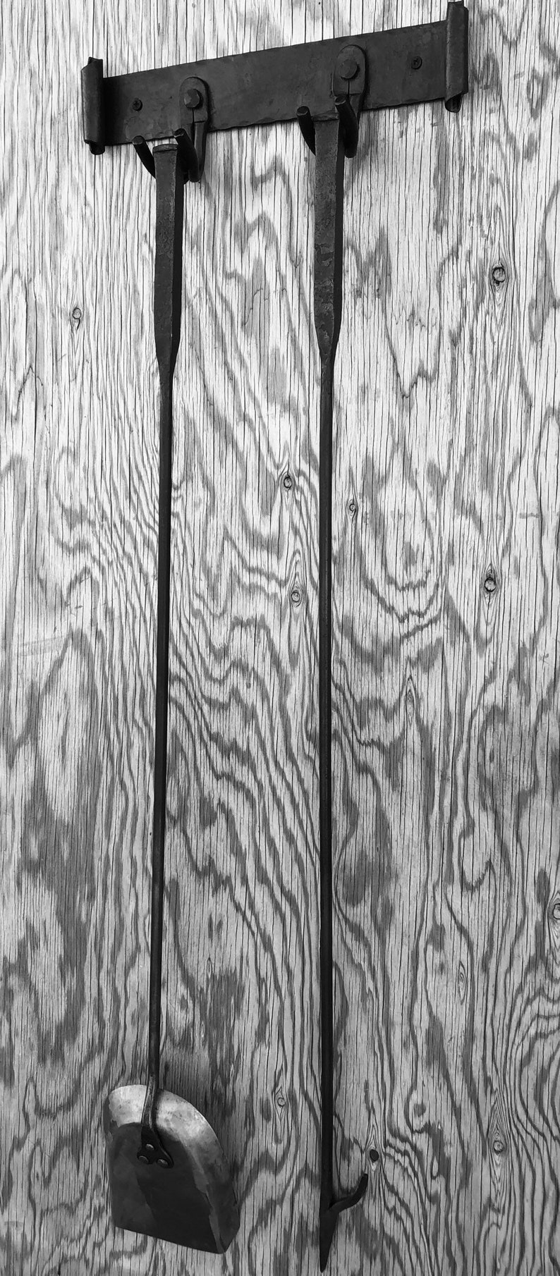 Fireplace Tool Set Shovel Poker Rack Iron Wall Mounted 3 Etsy