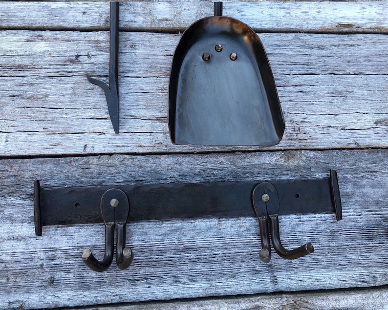 Hand forged fireplace tools