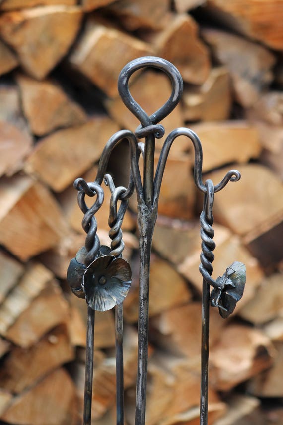 Fireplace Set Unique Handmade Fire Tools 11th Anniversary Etsy