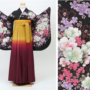 Set of 3/ Kimono Furisode, Hakama & Obi Set / Japanese Hakama Set/ Samurai Kimono Costume / Miko Cosplay/ 0228-01