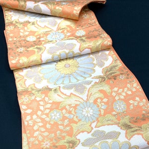 Japanese Kimono Fukuro Obi / Silk Fukuro Obi / Nishijin Obi Sash / Kimono Obi Belt / 041710