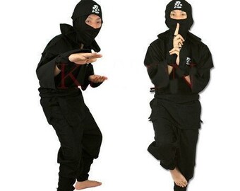 Black/Blue Ninja Uniform Suit Japanese Warrior Cosplay Costume Halloween  Outfit