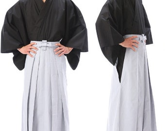 Men's Japanese Hakama Kimono Set: Samurai Budo Cosplay, b