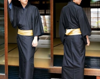 Men's Kimono & Obi set/ Japanese Men Kimono Robe + Obi / Samurai  Kimono / Samurai Cosplay