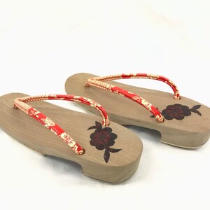 Floral Red Kimono Sandals Zouri shoes