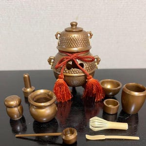 Miniature Tea Ceremony Utensils, Vintage Japanese Hina Doll Tea Ceremony Set, Dollhouse Chadougu, Mini Tea Ceremony Intricate Elegant　